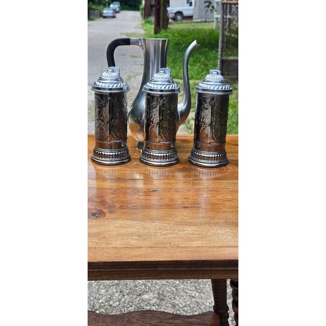 Vintage Silver-Plated Pitcher & Tankard Set - Mid-Century Modern Barware or Tea Service For Sale - Image 9 of 18