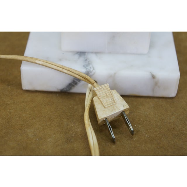 2 Mid 20th Century Gray & White Alabaster Marble Trophy Urn Table Lamps Pair 18" For Sale - Image 11 of 15