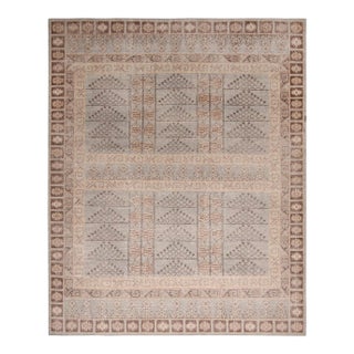 Rug & Kilim’s Oversized Pyramid Rug in Taupe and Blue, 12x18 For Sale