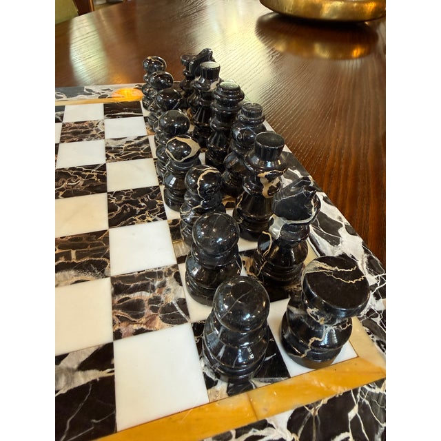Italian Black and White Marble Chess Set, 1970s For Sale - Image 4 of 7