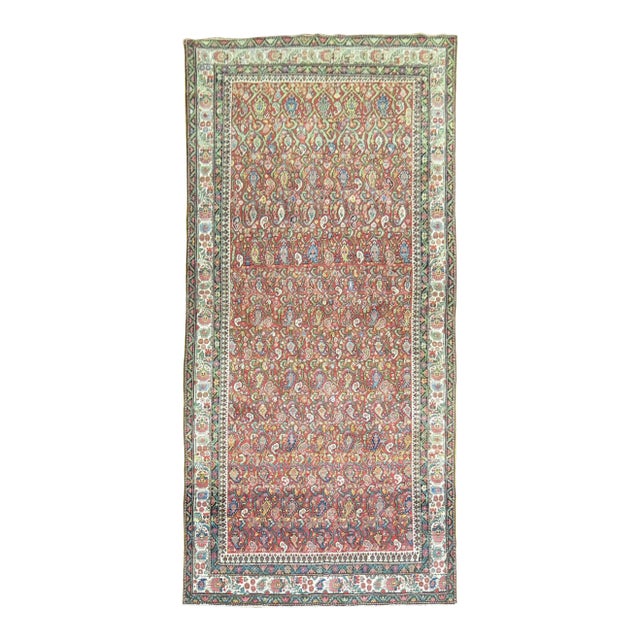 1930s Traditional Red Persian Malayer Intermediate Gallery Size Rug For Sale