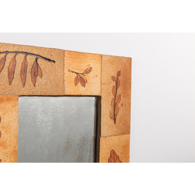 Vintage Botanical Ceramic Mirror by Raymonde Leduc for Vallauris, France, 1960s For Sale - Image 4 of 9