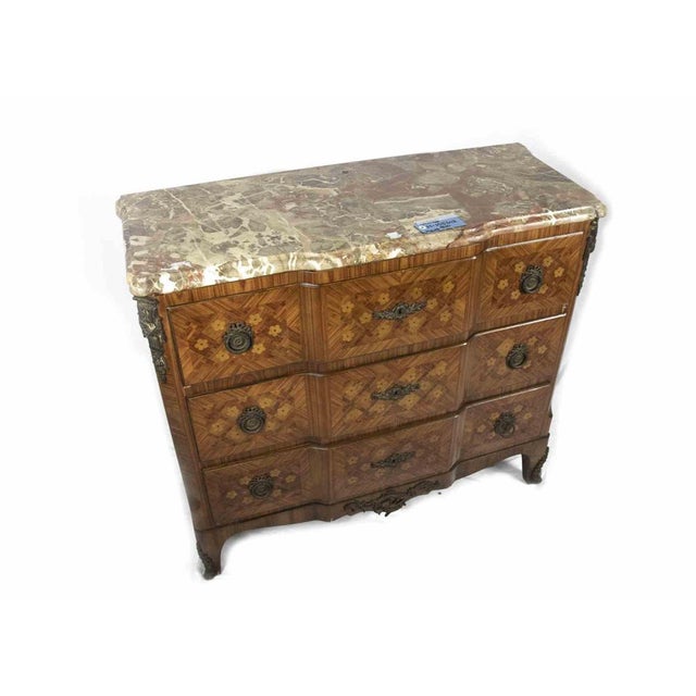 18th Century Italian Chest of Drawers with Marble Top and Bronze Trim For Sale - Image 5 of 6