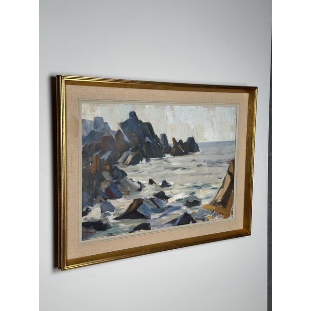 Carl Gunne, Coastal View, Grundsund, 1950s, Oil on Canvas, Framed For Sale - Image 9 of 18