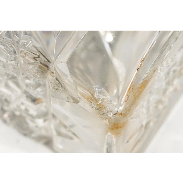 Elegant Edwardian Style Vintage Cut Crystal Rectangular Vase With Sterling Silver Luxury Home Decor For Sale - Image 11 of 12