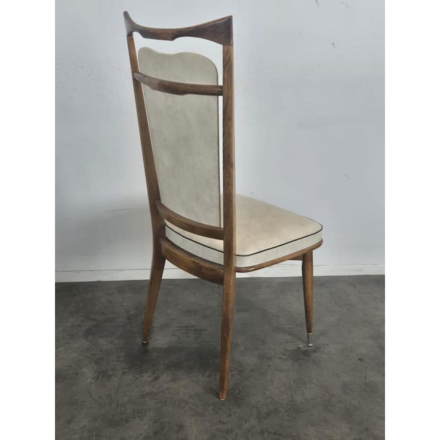 High-Backed Chairs with Cream-Colored Faux Leather Upholstery, 1950s, Set of 6 For Sale - Image 4 of 8