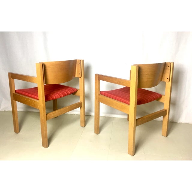 Goldenrod Harvey Probber Bent Wood Beech Large Armchairs Pair For Sale - Image 8 of 11