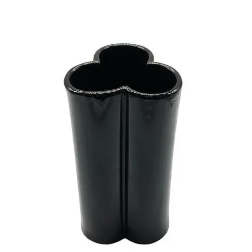 Vintage Three Leaf Vase in Black Ceramic, 1970s For Sale - Image 3 of 7