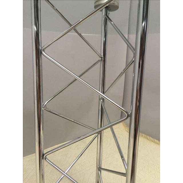 Italian Glass & Chrome Round Table For Sale - Image 4 of 8