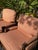 English Pair of Custom Walter E. Smithe Ladder Back Lounge Chairs in Red Gingham For Sale - Image 3 of 9