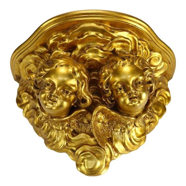 Italian Vintage Niccolini Italia Gilt Wood Cherub Wall Sconce C1950 For Sale - Image 3 of 11