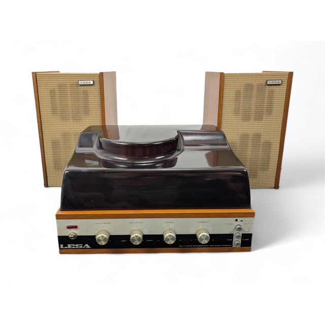 Vintage Lesa Milano HF 800/Cn Turntable with Speakers, 1970s, Set of 3 For Sale - Image 3 of 7
