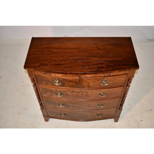 19th Century English Mahogany Bow Front Chest of Drawers For Sale - Image 11 of 12
