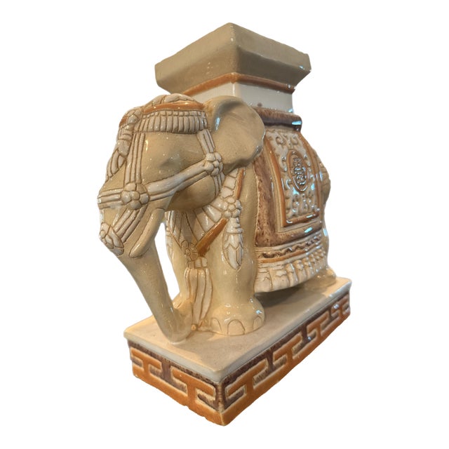 1970s Neutral Shades Elephant Plant Stand For Sale