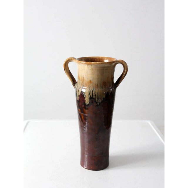 Brown Vintage Studio Pottery Vase For Sale - Image 8 of 12