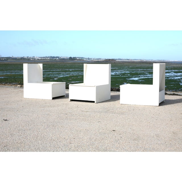 Brutalist Lounge Chairs in Painted Wood, 1960s, Set of 3 For Sale - Image 16 of 18