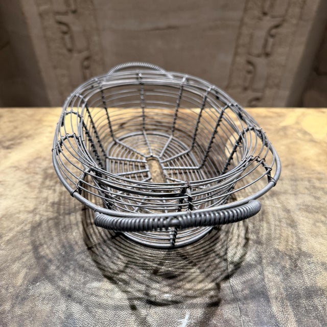Industrial French Industrial Vintage Wire Decorative Bowl Basket Catch All For Sale - Image 3 of 8