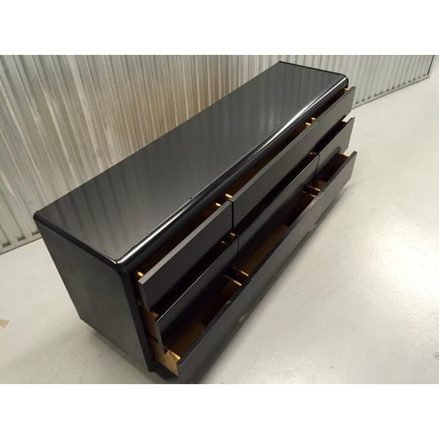 Lane Black Lacquer Brass Detail Dresser Chairish