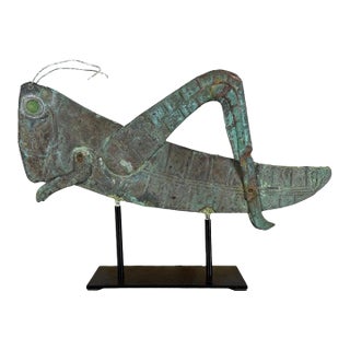 Vintage Verdigris Copper Grasshopper Sculpture For Sale