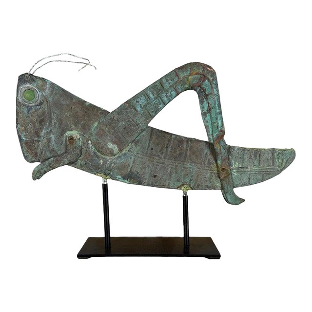 Vintage Verdigris Copper Grasshopper Sculpture For Sale