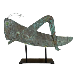 Vintage Verdigris Copper Grasshopper Sculpture