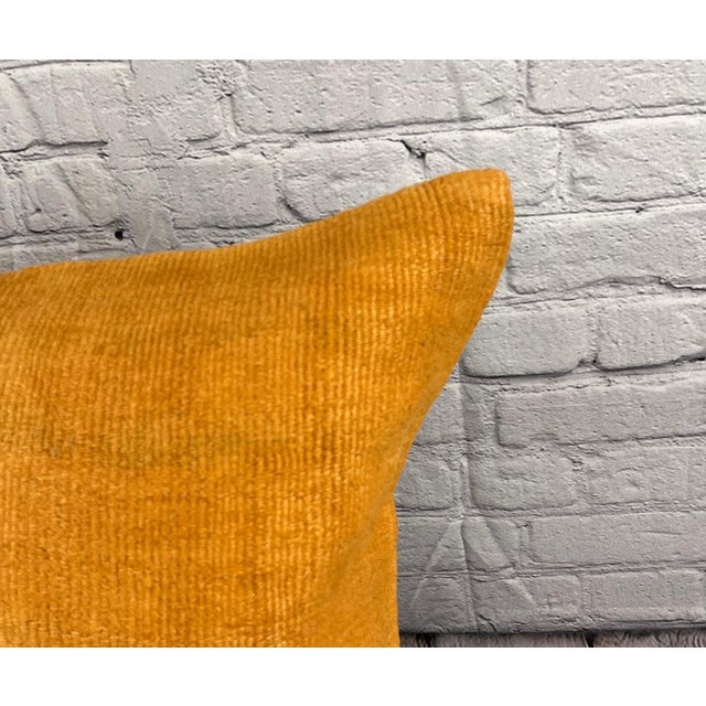 Turkish 20 x 20 Hemp Pillow Turkish Cushion Natural Orange Pillow Cushion Cover For Sale - Image 3 of 4