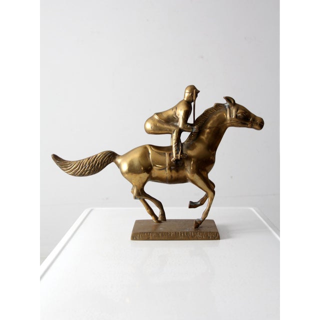 Vintage Brass Horse and Jockey Sculpture For Sale - Image 4 of 12