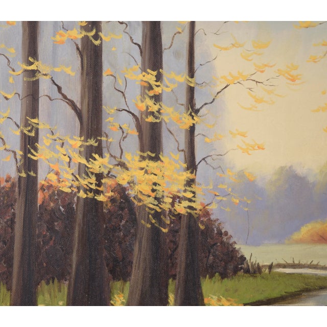 American 1960s "Stream in Autumn" Landscape Oil Painting by Lylia T. Shackelford, Framed For Sale - Image 3 of 9