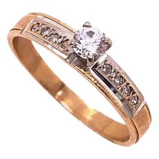 14 Karat Two-Tone Gold Engagement Ring 0.58 TDW, Size 9.5 For Sale