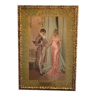 Late 19th Century La Belle Époque Painting on Wool, Framed For Sale