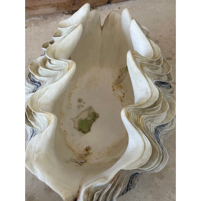 1970s Vintage Coastal Clam Shell Cast Resin Decorative Bowl For Sale - Image 5 of 10