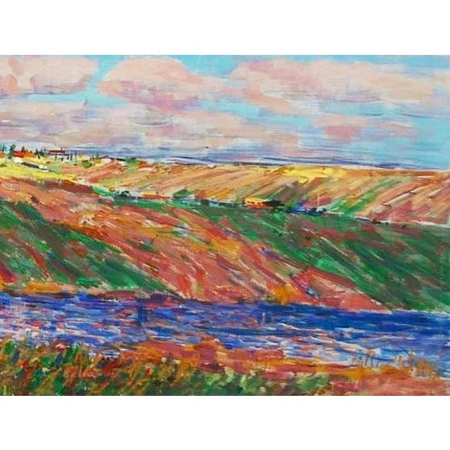 1960s Ukrainian Impressionism Oil Painting, River Landscape, 1960s Soviet Art 110-150 For Sale - Image 5 of 6
