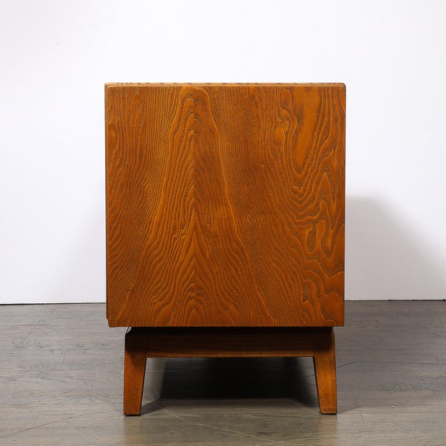 Mid-Century Paul Frankl Cerused Oak Chest of Drawers & X-Form Brass Pulls For Sale - Image 13 of 17