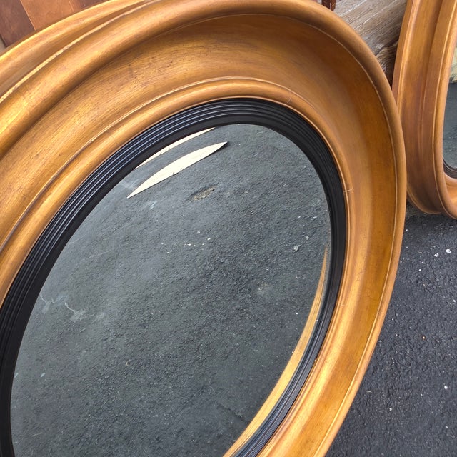 Pair of 44" Friedman Brothers Bullseye Parcel-Gilt Round Wall Mirrors With Ebonized Inner Liners For Sale - Image 10 of 10
