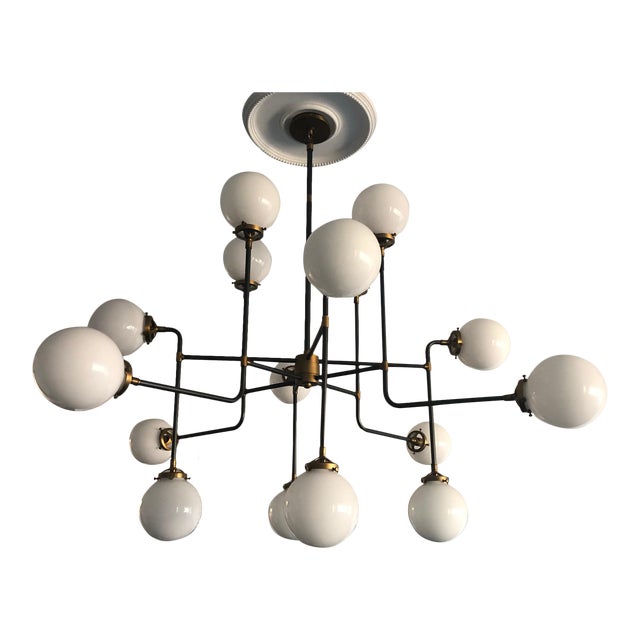 Restoration Hardware Bistro Globe Milk Glass 16Light Chandelier Chairish