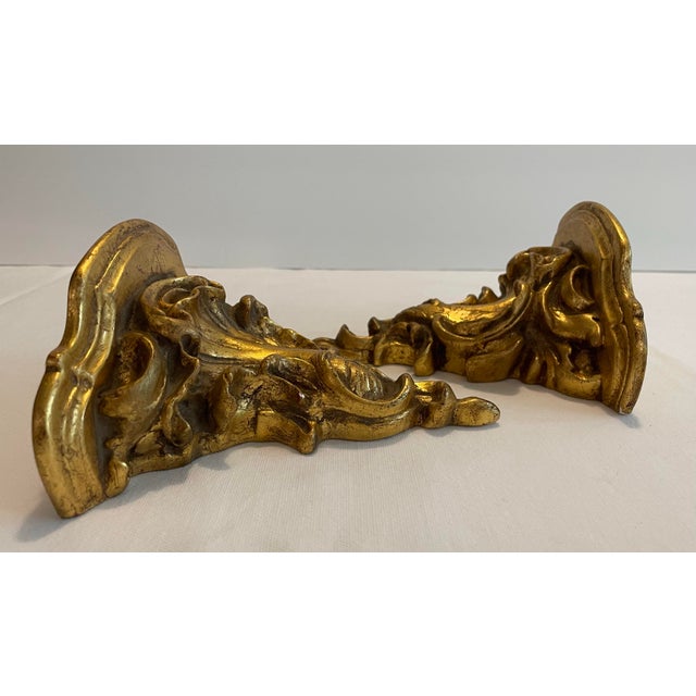 Ceramic Petite Italian Rococo Gilt Wall Brackets For Sale - Image 7 of 7