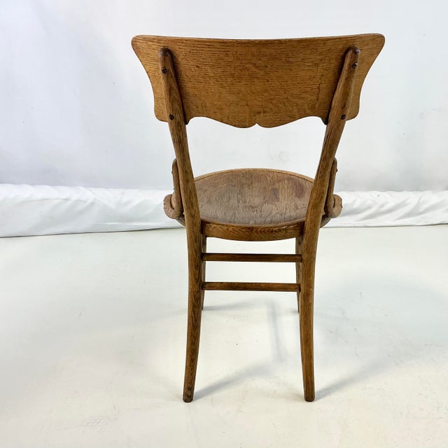 Early 20th Century Early 20th Century Antique Boho Chic Americana Oak Cafe Bristol Dining Chair. For Sale - Image 5 of 11
