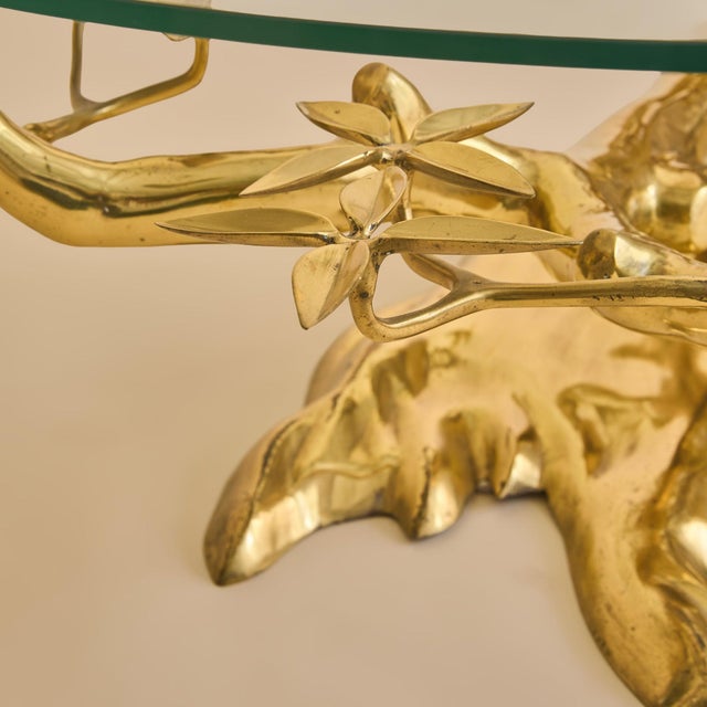 1970s Belgian Brass Bonsai Round Glass Top Coffee Table by Willy Daro No. 01, 1970s For Sale - Image 5 of 12
