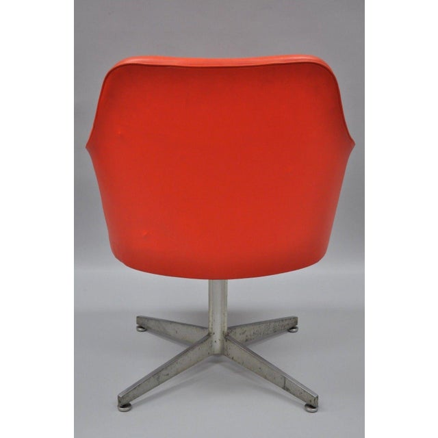 Vintage Good Form Mid Century Modern Orange Vinyl Office Desk Chair