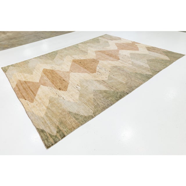 Tribal Modern Moroccan Wool Rug With Tribal Diamond Motif in Earthy Tones For Sale - Image 3 of 11