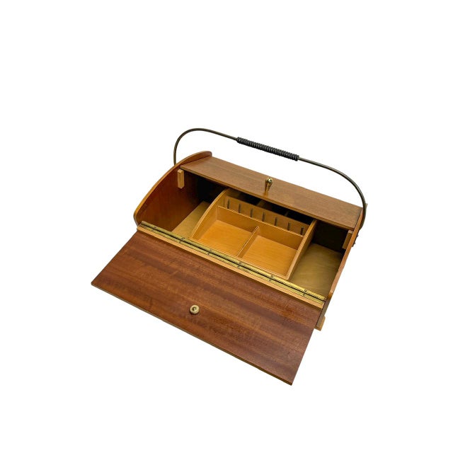 Mid-Century Teak Wood Sewing Storage Box, 1960s For Sale - Image 9 of 11