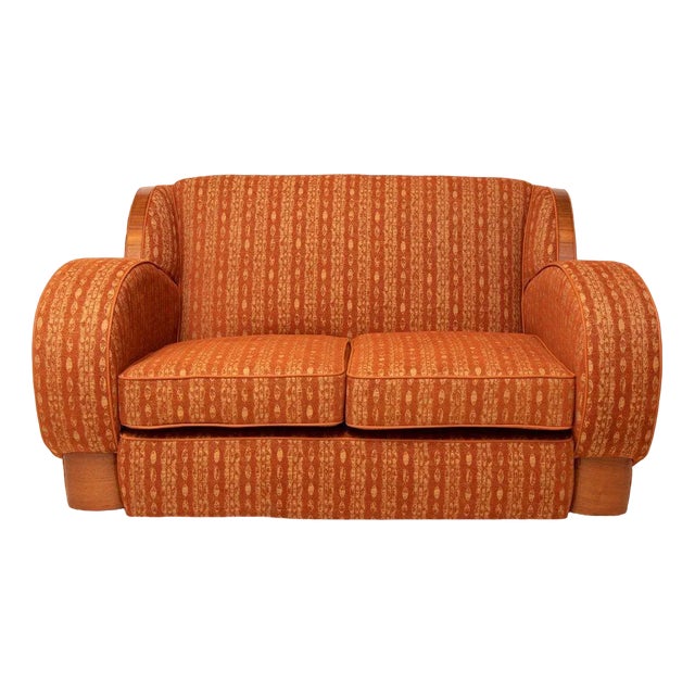 British Art Deco Sofa with Cloud Back and Rounded Sides, 1930 For Sale