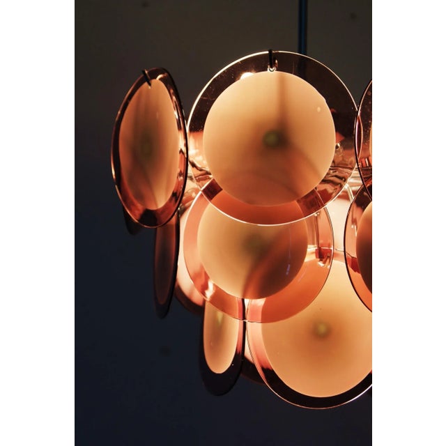 Chandelier with Murano Discs Glass from AV Mazzega, 1970s For Sale - Image 5 of 6