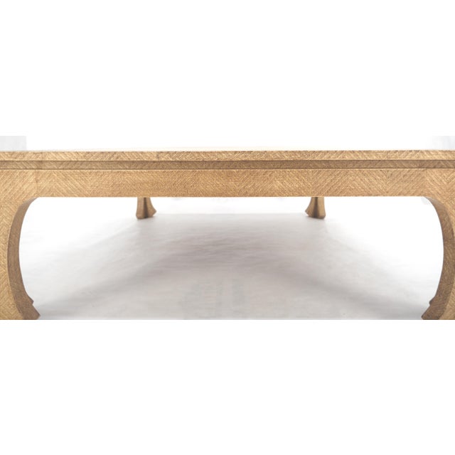 Paint Grasscloth 42" Square Mid Century Modern Coffee Table MINT For Sale - Image 7 of 10