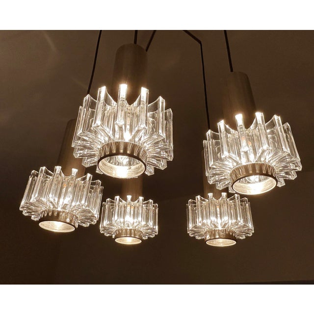 Vintage Space Age Pendant Light in Chrome Plating, Steel and Acrylic Glass from Honsel, 1970s For Sale - Image 15 of 17