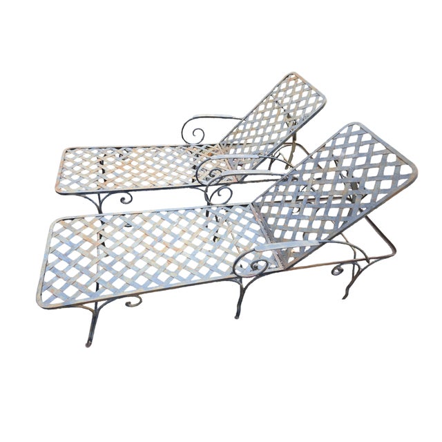 Early 20th Century Vintage Wrought Iron Patio Lounge Chairs For Sale - Image 5 of 11