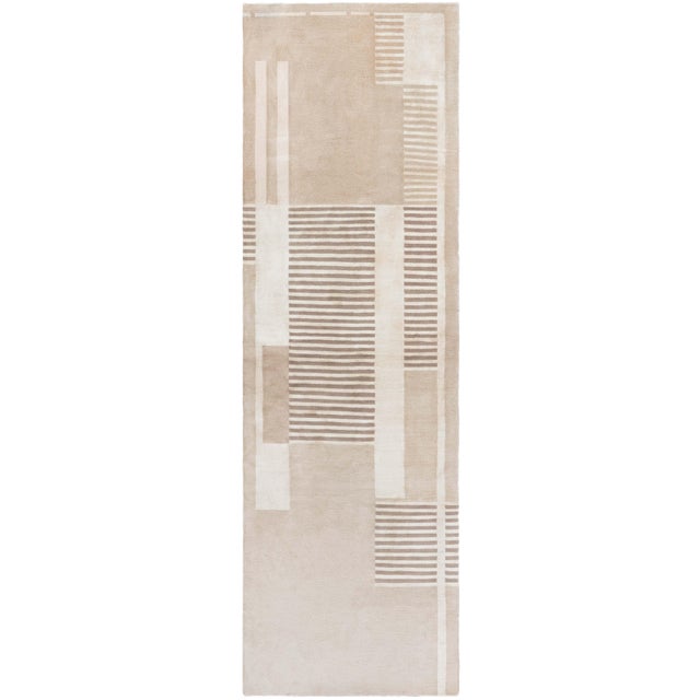 Art Deco Contemporary Beige Silk Runner "Enfilade" by Doris Leslie Blau For Sale