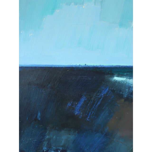 1973 Modernist 'Blue Divide' Vintage Swedish Original Abstract Landscape Oil Painting, Framed For Sale - Image 13 of 14