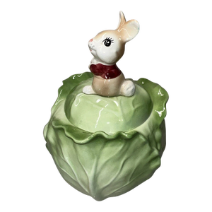 Vintage 1960's Metlox Poppytrail Easter "Bunny on Cabbage" Ceramic Cookie Jar