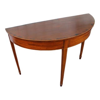19th C English Sheraton Mahogany Demi-Lune Console Hall Table For Sale
